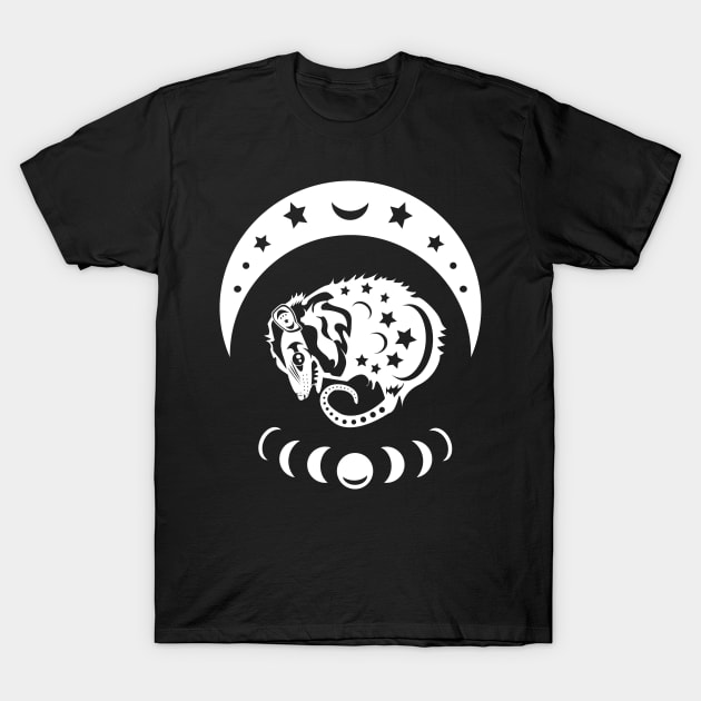 Witchy Moon Possum T-Shirt by beerhamster
